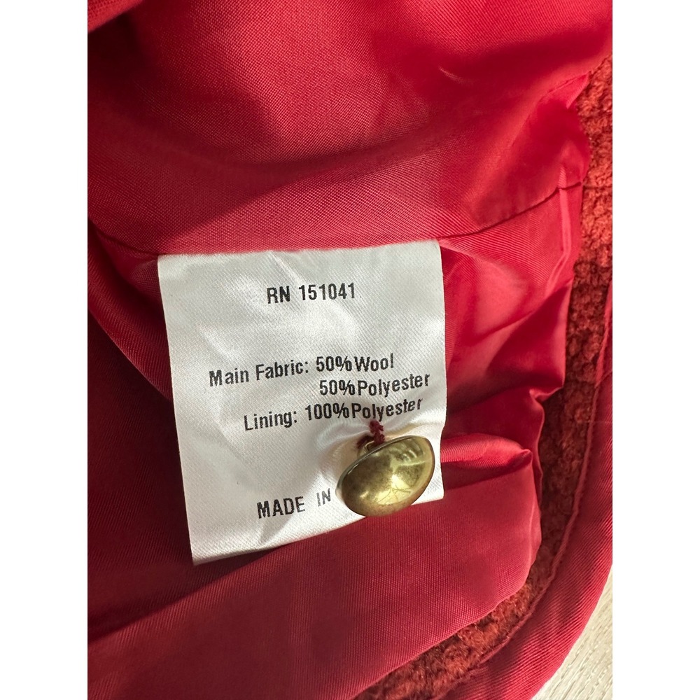 CAARA Joe Relaxed Fit Cropped Wool Boucle Red Jacket Rollneck Tweed Old Money - Picture 8 of 12